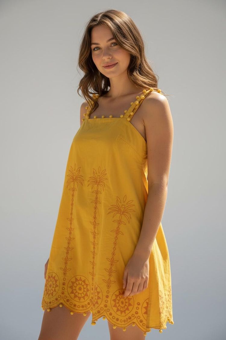 Immagine di River Island Yellow Embroidered Sleeveless Dress RRP £60 2